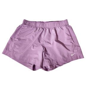 Nike Womens Sz M Short Running Shorts Lightweight Unlined Purple Logo Athleisure